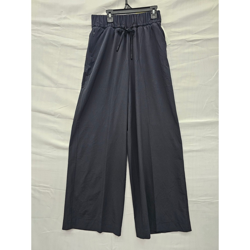 All in Motion Womens Woven Wide Leg Pant Black High Rise Drawstring Small NEW